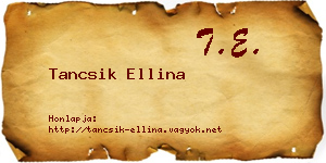 Tancsik Ellina névjegykártya